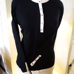 Lane Bryant Black & White Trimmed Sweater